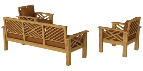 Hamilton Sofa Set in Natural Teak Finish